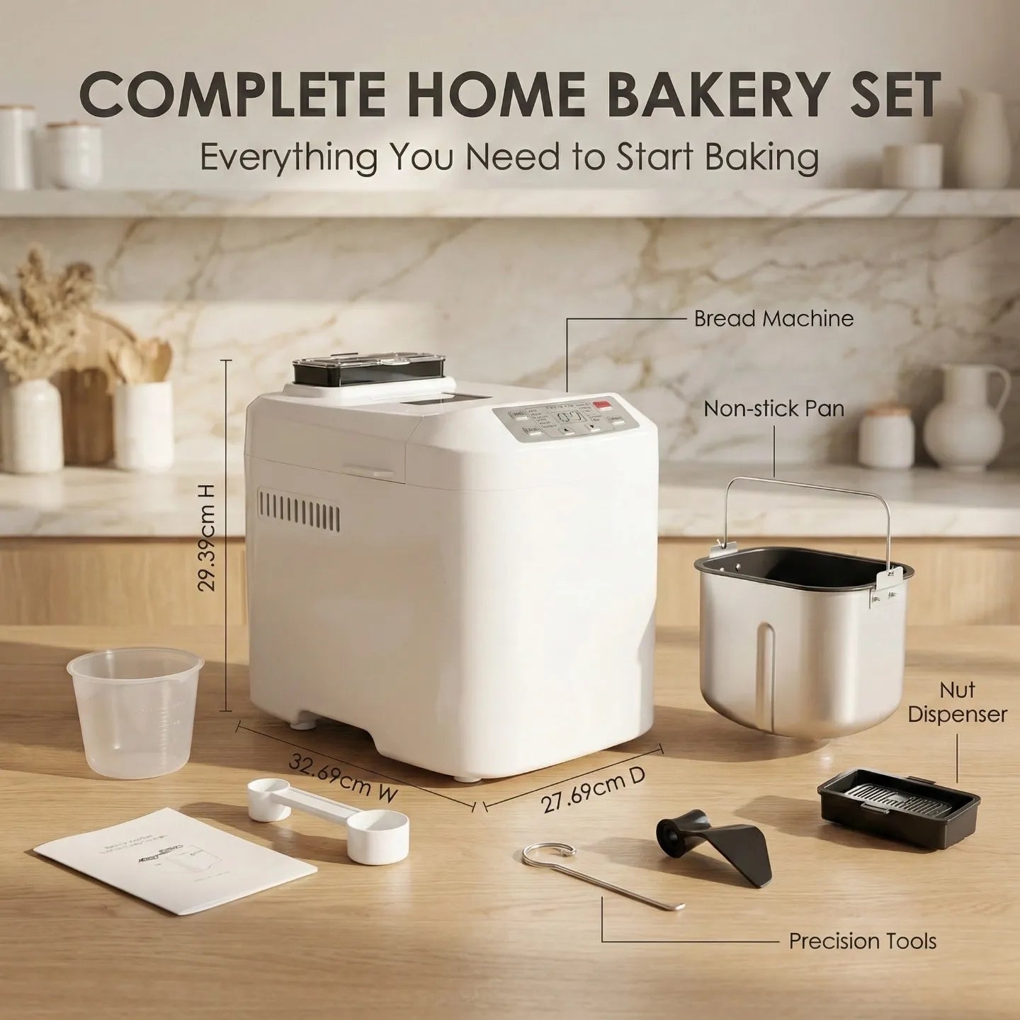 12-in-1 Bread Maker: Perfect Bread, Anytime with Auto Dispenser & Delay Timer