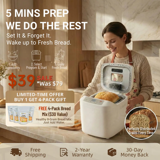 12-in-1 Bread Maker: Perfect Bread, Anytime with Auto Dispenser & Delay Timer