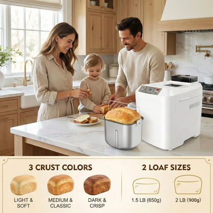12-in-1 Bread Maker: Perfect Bread, Anytime with Auto Dispenser & Delay Timer