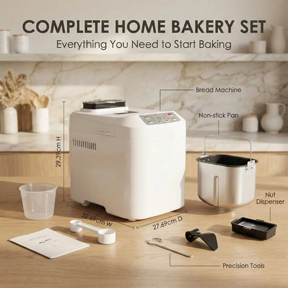12-in-1 Bread Maker: Perfect Bread, Anytime with Auto Dispenser & Delay Timer