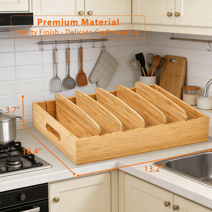 Cabinet Organizer for Food Storage Container Lids, with Adjustable Dividers